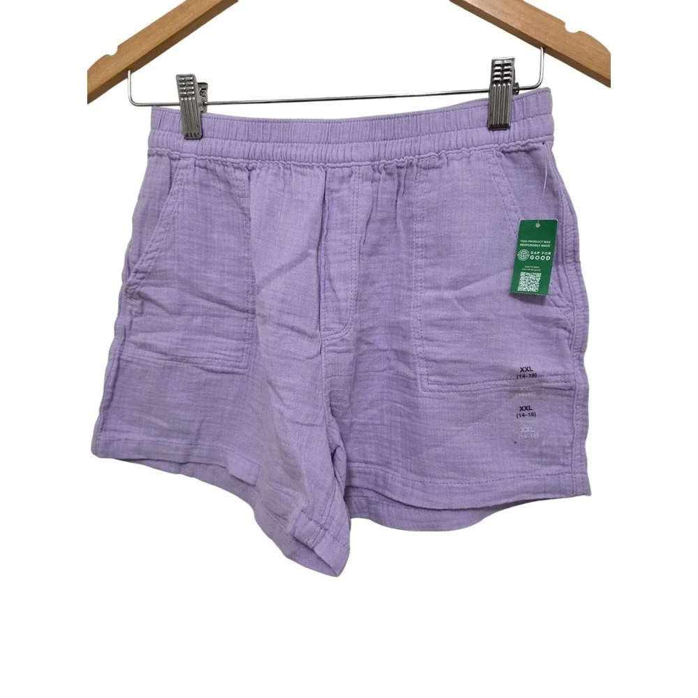 NWT Gap Kids Lavender Pull-On Shorts XXL 14-16 Cotton Blend Elastic‎ Waistband